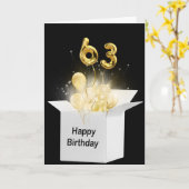 63番目の誕生日バルーン(白いボックス) カード (黄色い花)