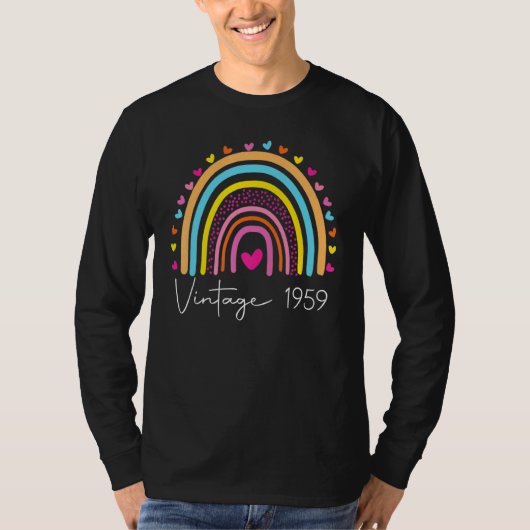 63番目の誕生日ヴィンテージ1959レインボー誕生日 Tシャツ (正面)