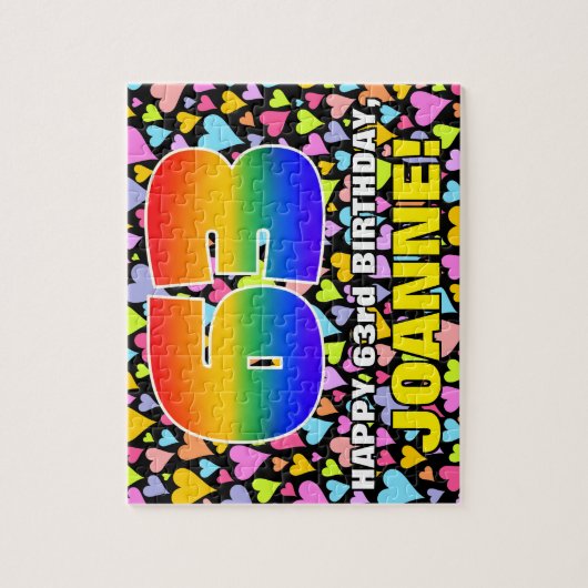 63番目の誕生日—おもしろい、愛するハートシェイプ+「63」 ジグソーパズル (縦)