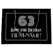 63番目の誕生日:インスパイアアールデコの「63」の外観と名前 ラージペーパーバッグ (正面)