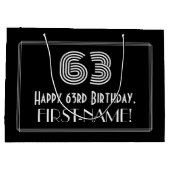 63番目の誕生日:インスパイアアールデコの「63」の外観と名前 ラージペーパーバッグ (裏面)