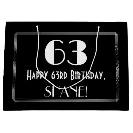 63番目の誕生日:インスパイアアールデコスタイル「63」、名前 ラージペーパーバッグ