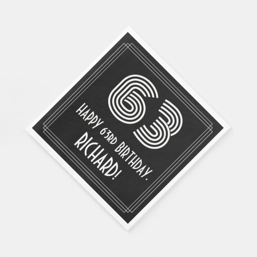 63番目の誕生日:インスパイアアールデコ検索"63" +名前 スタンダードランチョンナプキン (角)