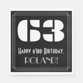 63番目の誕生日:インスパイアアールデコ検索"63" +名前 スタンダードランチョンナプキン (正面)
