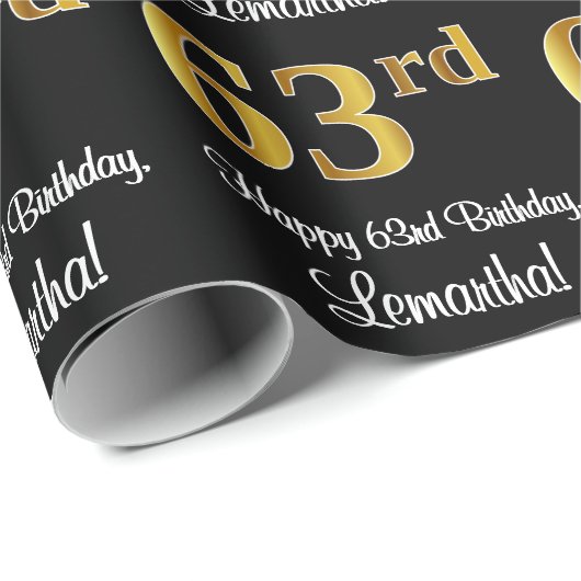 63番目の誕生日:エレガント贅沢なフェイク金ゴールドルック# ラッピングペーパー (ロールコーナー)