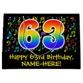 63番目の誕生日-カラフル音楽シンボル， Rainbow 63 ラージペーパーバッグ (正面)
