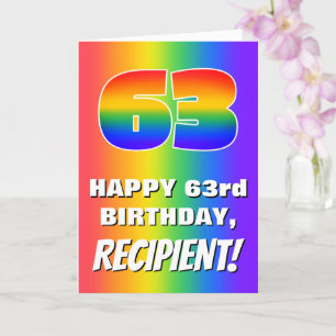 63番目の誕生日: カラフル、おもしろいレインボーパターン# 63 カード