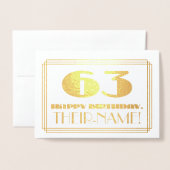 63番目の誕生日、名前+インスパイアアールデコ外観「63」 箔カード (封筒付き正面)