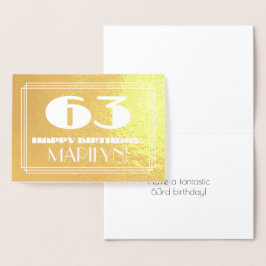 63番目の誕生日：名前+インスパイアアールデコ外観「63」 箔カード