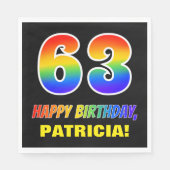 63誕生日はっきりした:,おもしろい,シンプル虹, 63 スタンダードランチョンナプキン (正面)
