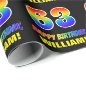 63誕生日はっきりした:,おもしろい,シンプル虹, 63 ラッピングペーパー (ロールコーナー)