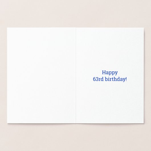 63誕生日はっきりした:「63歳！」 ゴールドフォイルカード 箔カード (内部)