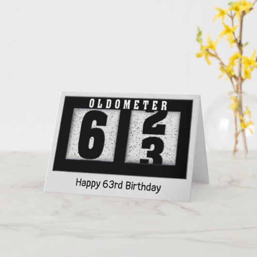 63誕生日用の黒い走行距離 カード (黄色い花)