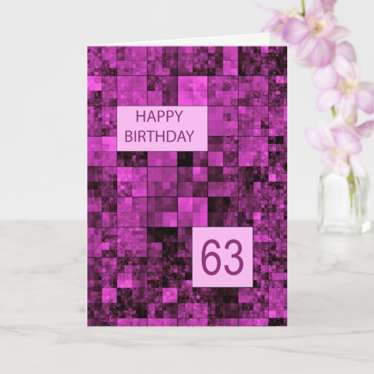 63誕生日誕生日ピンクパターンカード カード (蘭)