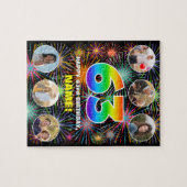 63誕生日:おもしろいレインボー#,名前をカスタムする+写真 ジグソーパズル (横)