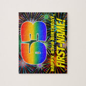 63誕生日:おもしろい、お祝カラフルい花火 ジグソーパズル (縦)