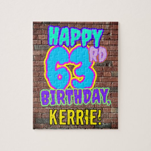 63誕生日~おもしろい、アーバングラフィティインスパイアルック ジグソーパズル (縦)