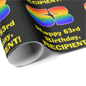 63誕生日:おもしろい、カラフルレインボーインスパイア# 63 ラッピングペーパー (ロールコーナー)