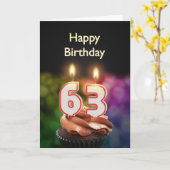 63誕生日(ケーキとキャンドル) カード (黄色い花)