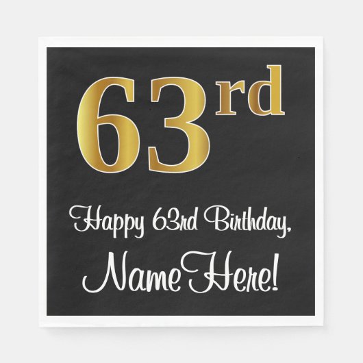 63誕生日~ラグジュアリーエレガントなフェイク金ゴールドルック# スタンダードランチョンナプキン (正面)