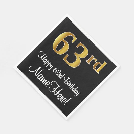 63誕生日~ラグジュアリーエレガントなフェイク金ゴールドルック# スタンダードランチョンナプキン (角)