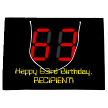 63誕生日：レッドデジタルクロックスタイル「63」 +名前