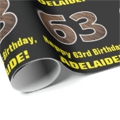 63誕生日：名前フェイク&木目パターン「63」 ラッピングペーパー (ロールコーナー)