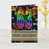 63誕生日(虹の泡と花火) カード (黄色い花)