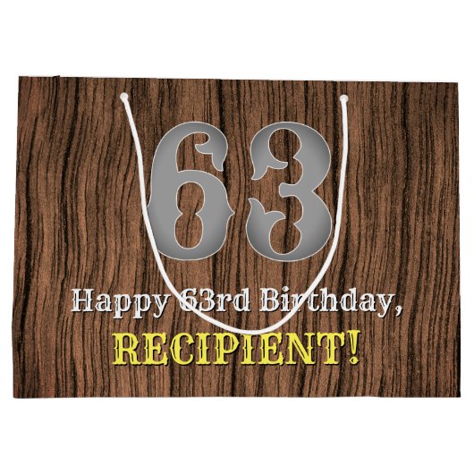 63誕生日: Country インスパイア Western Look, Name ラージペーパーバッグ (裏面)