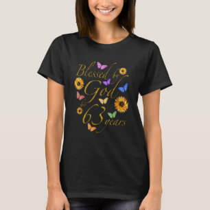 63賛美年の蝶ひまわり63r神 tシャツ