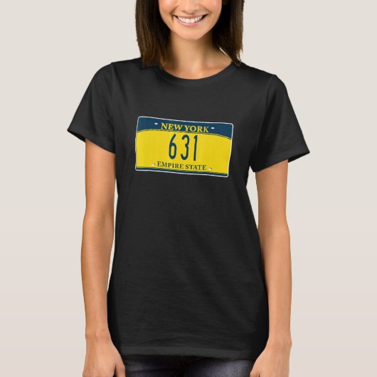 631 エリアコード ロングアイランド ニューヨーク 免許証 プレート Tシャツ (正面)
