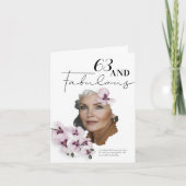 63 & Fabulous Orchid Photo Birthday Greeting Card カード (正面)