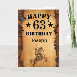 63rd誕生日カント素朴リーウエスタンカウボーイホース カード