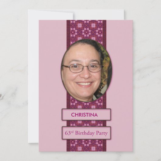 63rd誕生日パーティーの招待写真と名前 招待状 (正面)
