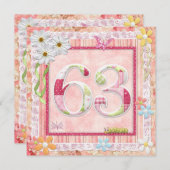 63rd誕生日パーティースクラップブック作りスタイル 招待状 (正面/裏面)