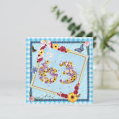 63rd誕生日パーティー招待の花、蝶 招待状 (スタンド正面)