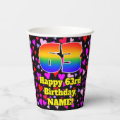 63rd Birthday: Loving Hearts Pattern, Rainbow 63 紙コップ (裏面)