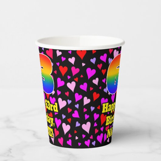 63rd Birthday: Loving Hearts Pattern, Rainbow 63 紙コップ (左)