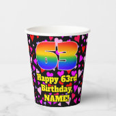 63rd Birthday: Loving Hearts Pattern, Rainbow 63 紙コップ (正面)