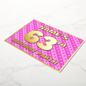 63rd Birthday Party —おもしろいピンクハートとストライプ 箔招待状 (回転した状態)