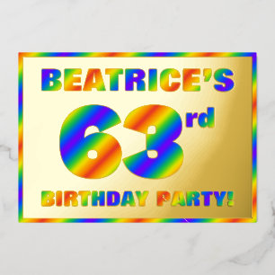 63rd Birthday Party —おもしろい、レインボースペクトル「63」 箔招待状