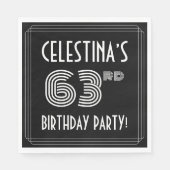 63rd Birthday Party:アールデコスタイル+名前をカスタムする スタンダードランチョンナプキン (正面)