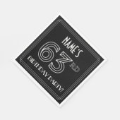 63rd Birthday Party:アールデコスタイル+名前をカスタムする スタンダードランチョンナプキン (角)