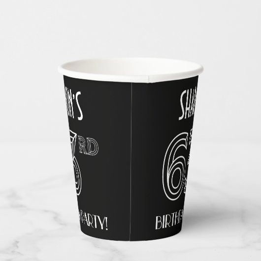 63rd Birthday Party:アールデコスタイル+名前をカスタムする 紙コップ (右)