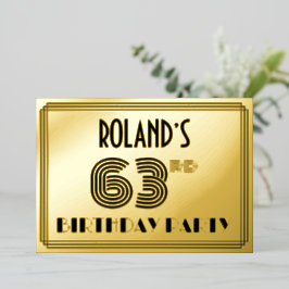 63rd Birthday Party —アールデコスタイル「63」 & Name 箔招待状