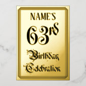 63rd Birthday Party – スクリプエレガントト+名前をカスタムする 箔招待状 (正面)