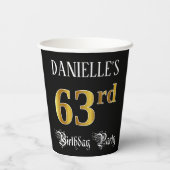 63rd Birthday Party – スクリプファンシート、フェイク金ゴールド・ルック 紙コップ (裏面)