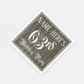 63rd Birthday Party — ファンシー Script, フェイク Wood Look スタンダードランチョンナプキン (角)