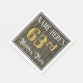 63rd Birthday Party —フェイク金ゴールド&ウッドフェイク・ルックス スタンダードランチョンナプキン (角)