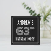 63rd Birthday Party: Art Deco Style w/ Custom Name 招待状 (スタンド正面)